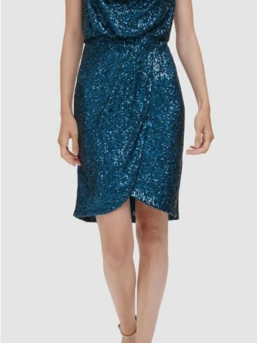 Nordstrom Teal Sequin Midi Wrap Skirt
